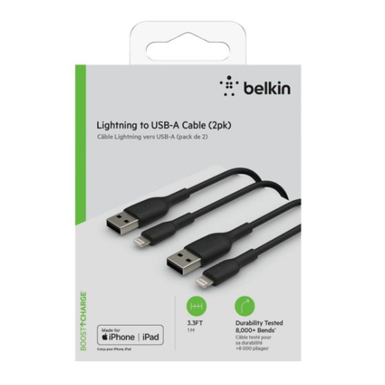 CAA001BT1MBK2PK cable de conector Lightning 1 m Negro
