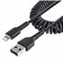 Cable 50cm USB a Lightning con Certificación MFi, Cable Rizado de Carga para iPhone, Negro, con Recubrimiento de TPE, Núcleo de 