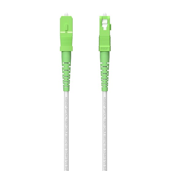 Cable Fibra Óptica Latiguillo G657A2 3.0 9/125 SMF Simplex CPR DCA LSZH, SC/APC-SC/APC, Blanco, 120 m