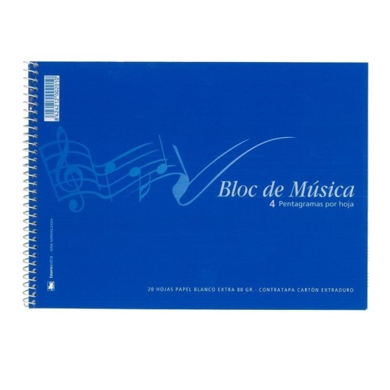 Cuaderno Música TAURO 4º 4 Pentagramas x20 Hojas