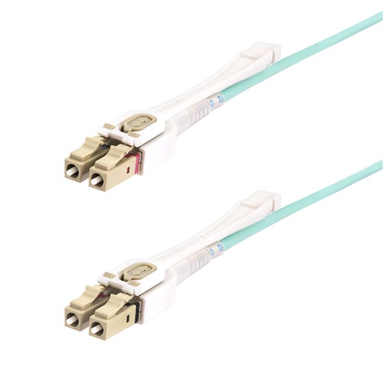 Cable de Fibra Óptica Multimodo LC a LC (UPC) OM4 de 3m - con Pestillos - 50/125µm - Redes de 100G - Resistente a los Dobleces -