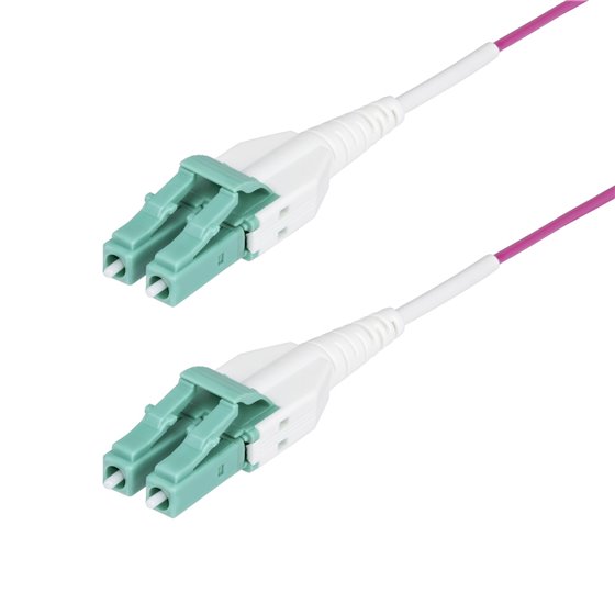 Cable de Fibra Óptica Multimodo OM4 LC a LC UPC de 10m - 50/125µm - 40G/100G - Violeta Érica - LOMMF/VCSE - Cable Uniboot de Fib
