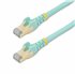 Cable de 0,5m de Red Ethernet RJ45 Cat6a Blindado STP - Cable sin Enganche Snagless - Aguamarina