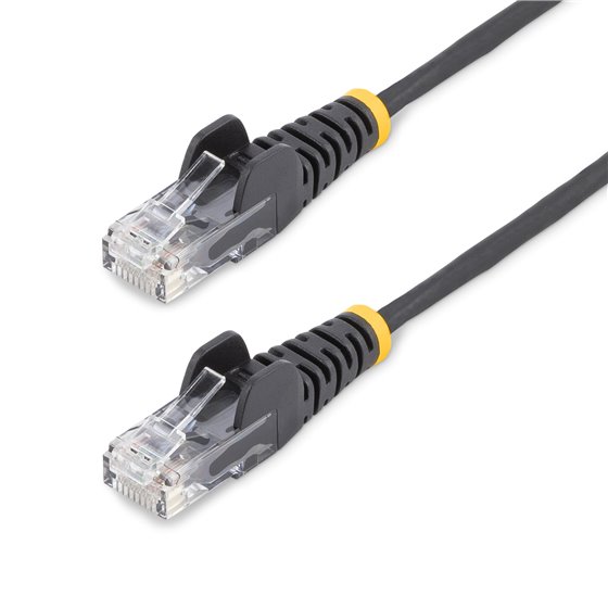 Cable Cat6 de 2,5m - Delgado - con Conectores RJ45 sin Enganches - Negro