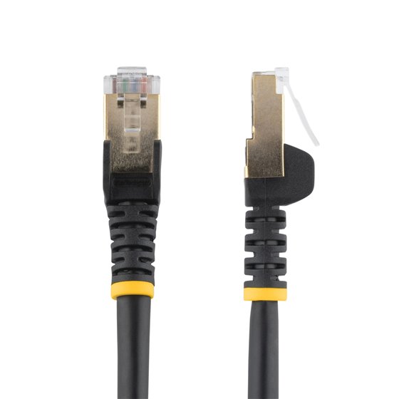 Cable de 7,5m de Red Ethernet Cat6a Negro sin Enganches con Alambre de Cobre