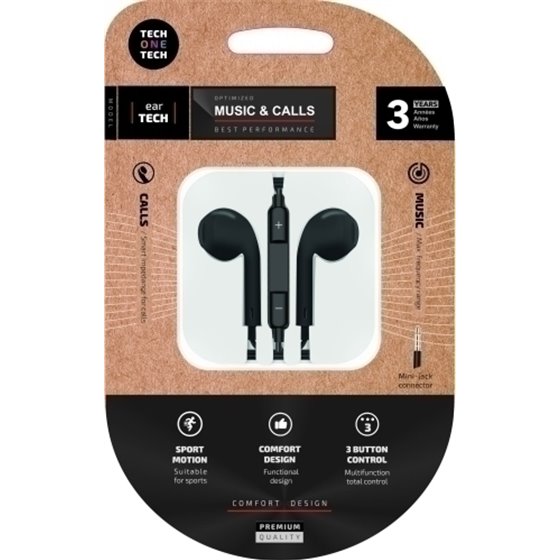 AURICULARES TECHONE BOTON MINI JACK NEGR
