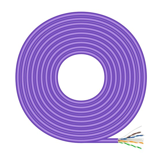 Cable de Red RJ45 LSZH Cat.6 UTP Rigido AWG23 CCA (Aleacion), Violeta, 305M