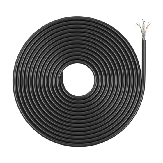 Cable de Red Exterior Impermeable RJ45 Cat.6 UTP Rígido CCA AWG23, Negro, 305M