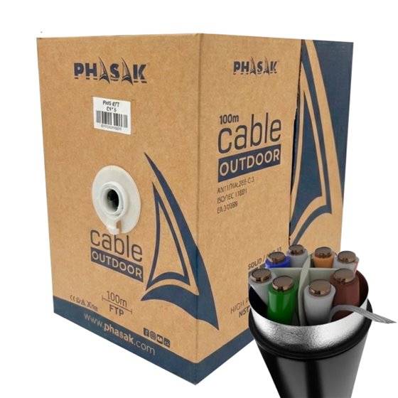 Bobina de cable de red FTP Cat.6 exterior CCA AWG23 100 m – PHR 671