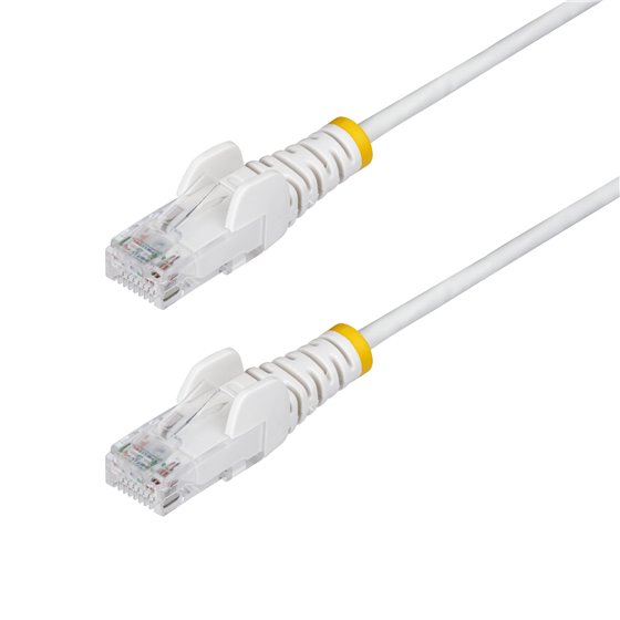 Cable de Red Ethernet CAT6 Delgado sin Enganches Blanco de 2m - Cable RJ45 Snagless Slim 28AWG - Alambre de Cobre Puro - PoE 100