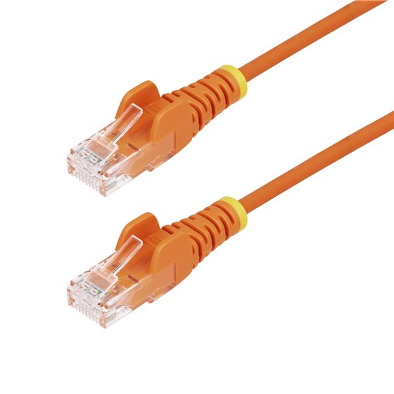 Cable de Red Ethernet CAT6 Delgado sin Enganches Naranja de 2,5m - Cable RJ45 Snagless Slim 28AWG - Alambre de Cobre Puro - PoE 