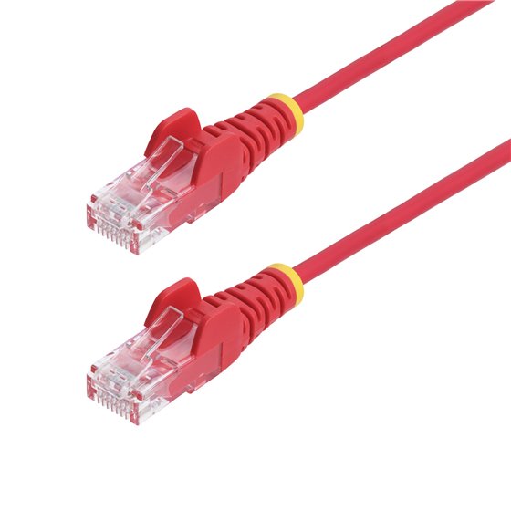 Cable de Red Ethernet CAT6 Delgado sin Enganches Rojo de 1m - Cable RJ45 Snagless Slim de 28AWG - Alambre de Cobre Puro - PoE 10