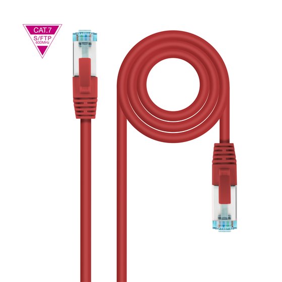 Cable de Red Cat.7 600MHZ LSZH SFTP PIMF AWG26, Rojo, 30 cm