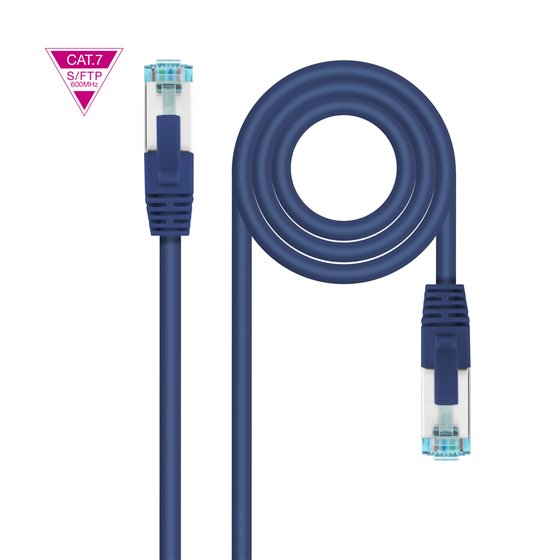 Cable de Red Cat.7 600MHZ LSZH SFTP PIMF AWG26, Azul, 25 cm