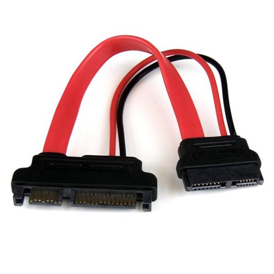 Adaptador Cable SATA 15cm Slimline Línea Delgada a SATA con Alimentación Corriente - Hembra a Macho