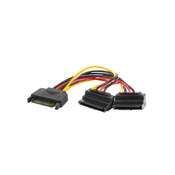 CA-SASA-10CU-0015 cable de SATA 0,15 m SATA de 15 pines 2 x SATA de 15 pines Negro, Rojo, Amarillo