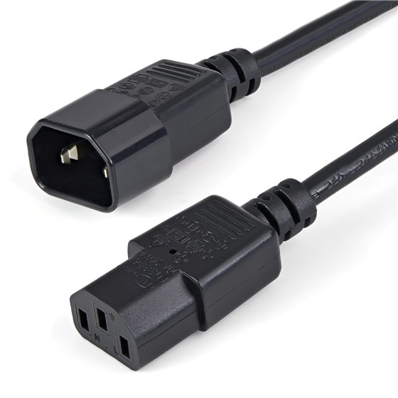 Cable de 1m de Extensión de Alimentación, C14 a C13, 10A 125V, 18AWG, Alargador de Cable de Corriente de Ordenador, IEC-320-C14 
