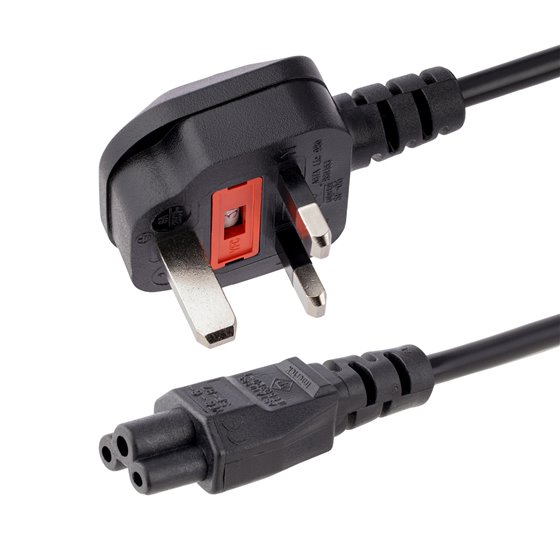 Cable de 1m de Alimentación para Portátiles, Enchufe BS1363 a C5, 2,5A 250V, 18AWG, Cable para Cargador, Cable Hoja de Trébol Mi