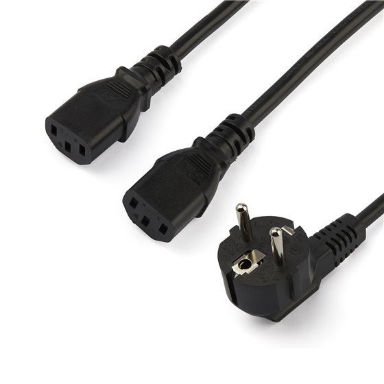 Cable de 2m de Alimentación en Y para Ordenador, 18AWG, EU Schuko a 2x C13, 10A 250V, Cable de Alimentación de CA de Repuesto, p