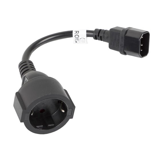 CA-C14E-10CC-0018-BK cable de transmisión Negro 0,18 m C14 acoplador