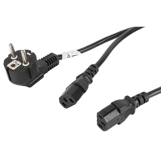 CA-C13C-13CC-0018-BK cable de transmisión Negro 2 m C13 acoplador CEE7/7