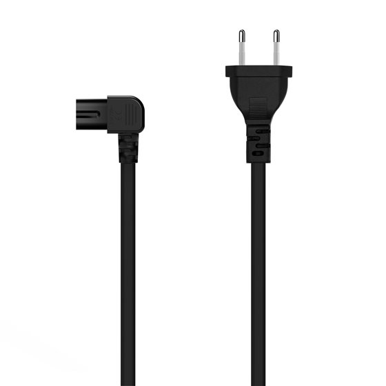Cable Alimentación Acodado Forma 8, CEE7/16/M-C7/H, Negro, 3.0M