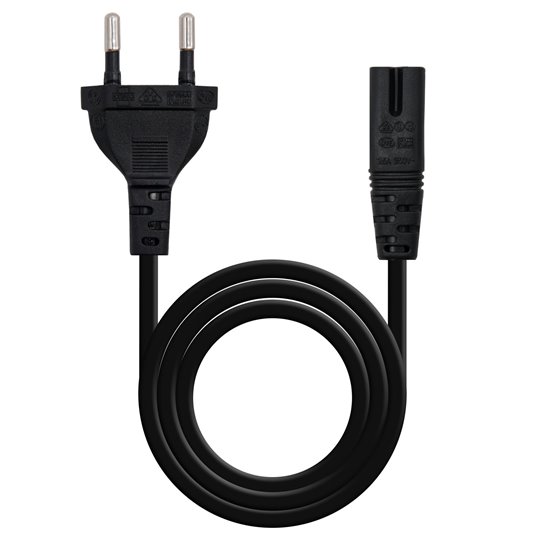 Cable de Alimentación con forma 8, CEE7/16/M – C7/H, Negro, 3m