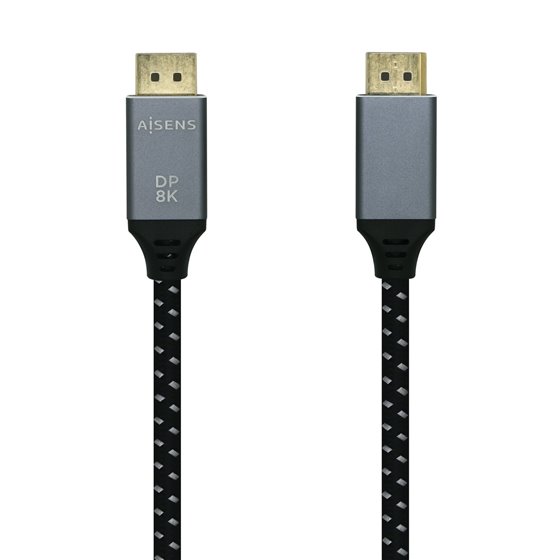 Cable Displayport V1.4 8k@60hz, DP/M-DP/M, Gris/Negro, 2.0m