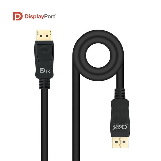 Cable DISPLAYPORT 1.4 CERTIFICADO VESA, DP/M – DP/M, Negro, 1.5 m