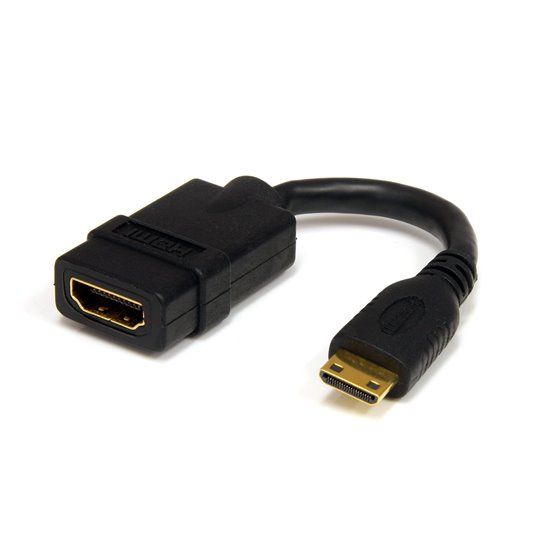 Adaptador de 12,5cm Mini HDMI a HDMI - HDMI de Alta Velocidad 4K - Convertidor 4K 30Hz Ultra HD - HDMI 1.4 - Conectores Chapados