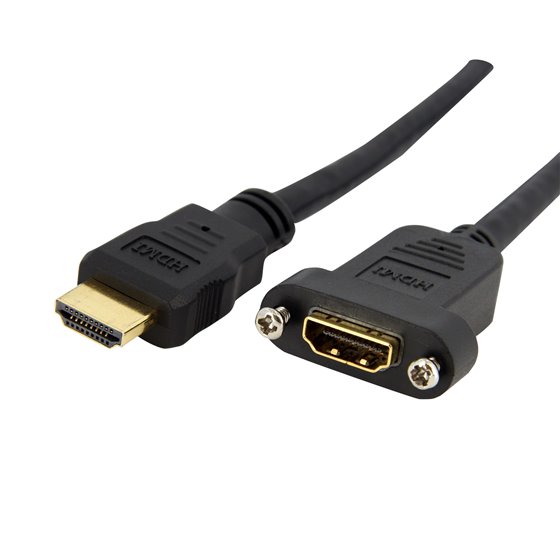 Cable Adaptador de 0,9m HDMI Hembra a Macho, Cable HDMI de Alta Velocidad 4K de Montaje en Panel, HDMI UHD 4K 30Hz, Ancho de Ban