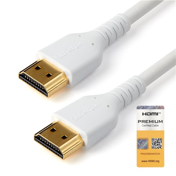 Cable HDMI 2.0 Certificado Premium de Alta Velocidad con Ethernet de 1m - Delgado - UHD 4K 60Hz - con Fibra de Aramida - HDMI 2.
