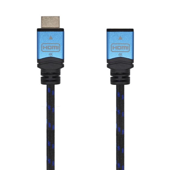 Cable HDMI V2.0 Prolongador Premium Alta Velocidad / HEC 4K@60Hz 18Gbps, A/M-A/H, Negro/Azul, 2.0m