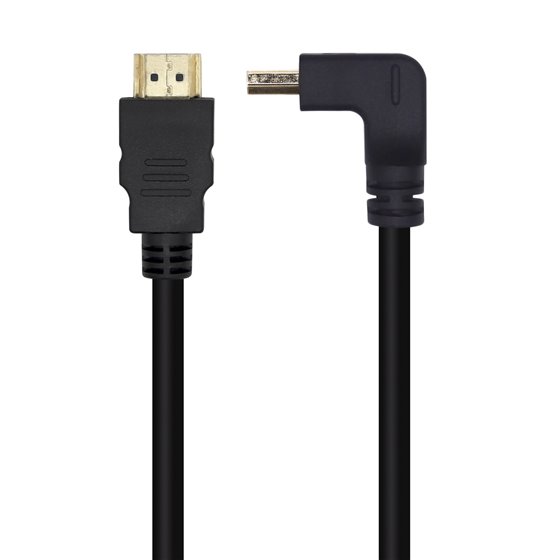 Cable HDMI V2.0 Acodado Premium Alta Velocidad / HEC 4K@60Hz 18Gbps, A/M-A/M, Negro, 1.0m