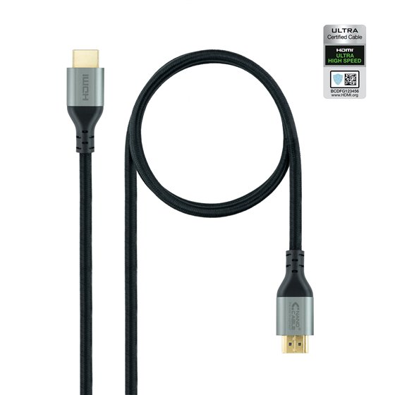 Cable HDMI 2.1 Certificado ULTRA HIGH SPEED A/M-A/M, Negro, 1.5 m