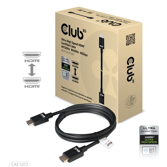 Ultra High Speed HDMI 4K120Hz, 8K60Hz Certified Cable 48Gbps M/M 2 m / 6.56 ft