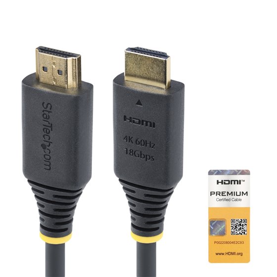Cable HDMI Premium Certificado de Alta Velocidad de 50cm - 4K 60Hz - 144Hz - UHD - HDR10/HDCP 2.2/ARC - 18Gbps - Cable HDMI 2.0 