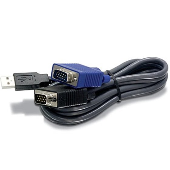 2.8m USB/VGA KVM cable para video, teclado y ratón (kvm) Negro 2,8 m