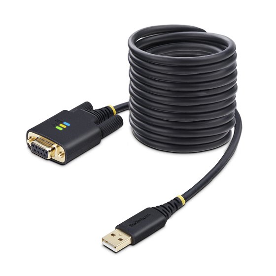 Cable Adaptador USB a Serie de Módem Nulo de 3m - Retención COM - Tornillos Intercambiables DB9 - USB a RS232 - Serial - USB a D