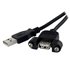 Cable Alargador de 30cm USB 2.0 para Montar Empotrar en Panel - Extensor Macho a Hembra USB A - Negro