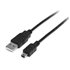 Cable USB de 2m para Cámara - 1x USB A Macho - 1x Mini USB B Macho - Adaptador Negro