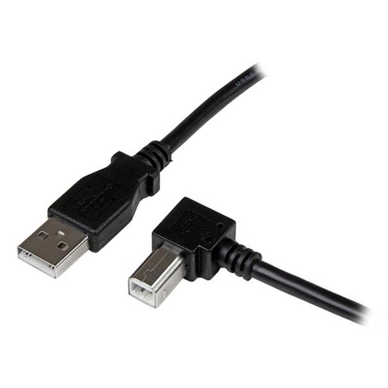 Cable Adaptador USB 1m para Impresora Acodado - 1x USB A Macho - 1x USB B Macho en Ángulo Derecho