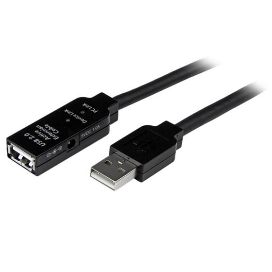 Cable 10m Extensión Alargador USB 2.0 Activo Amplificado - Macho a Hembra USB A - Negro