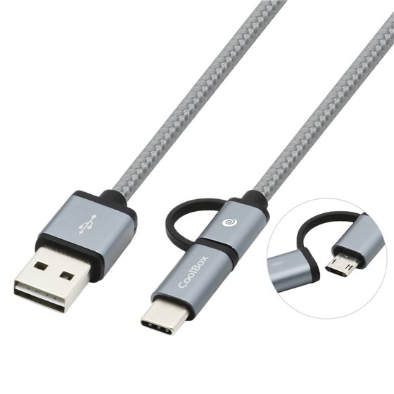 COO-CAB-U2MC-GR cable USB USB 2.0 1 m USB A USB C/Micro-USB B Gris