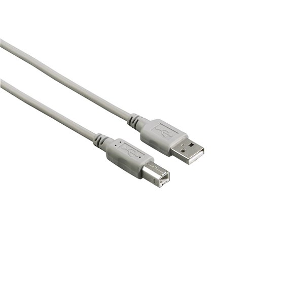 Cable para PC de USB A a USB B, 2.0, 480MBs, 1,5m S/B, Color gris