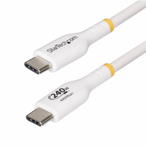 Cable de Carga para Portátil USB-C de 2m - Cable USB Tipo C USB 2.0 para Portátil - Blanco - Cable con Certificación USB-IF - PD