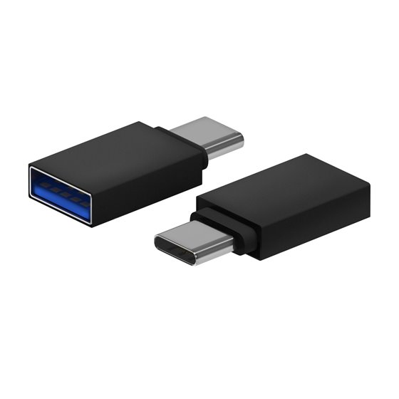 Mini Adaptador Aluminio USB 3.2 Gen1 3A, Tipo USB-C/M-A/H, Negro