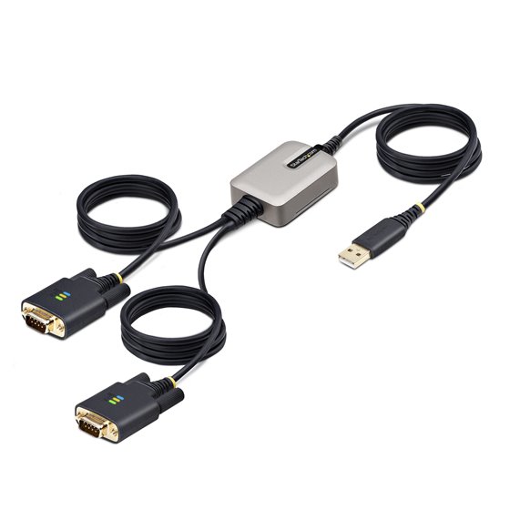 2P6FFC-USB-SERIAL cambiador de género para cable USB-A 2 x DB-9 RS-232 Negro, Gris