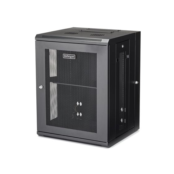 Armario Rack de Pared para Servidores 15U 19" 4 Columnas y Estante 1U - Rack de Servidores de Montaje en Pared con Bisagra - Rac