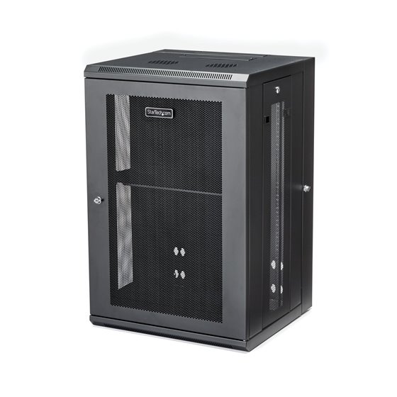 Armario Rack de Pared para Servidores 18U 19" 4 Columnas y Estante 1U - Rack de Servidores de Montaje en Pared con Bisagra - Rac